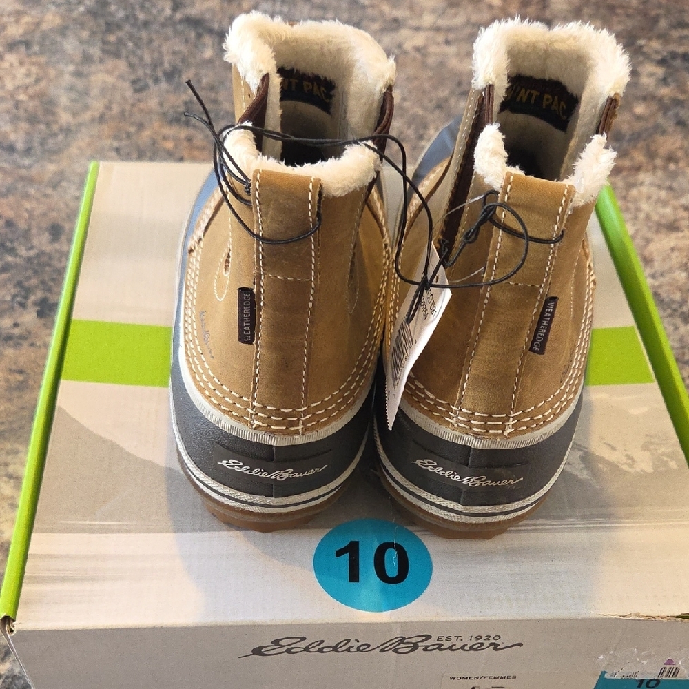 Eddie Bauer Size 10 NEW Women's Waterproof Leather Brown Snow Winter Boots - Picture 3 of 10